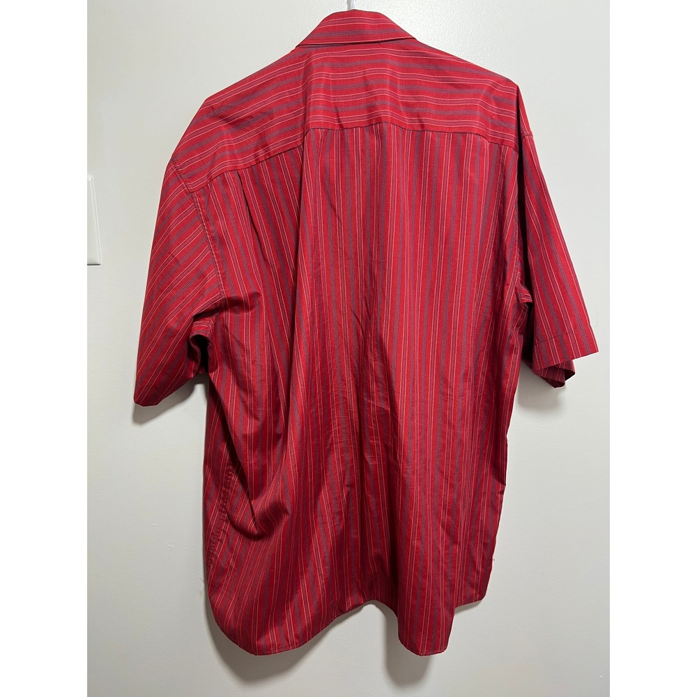Vintage Chemise Lacoste Mens XXL Red Striped Short Sleeve Button Down Shirt - Picture 12 of 15